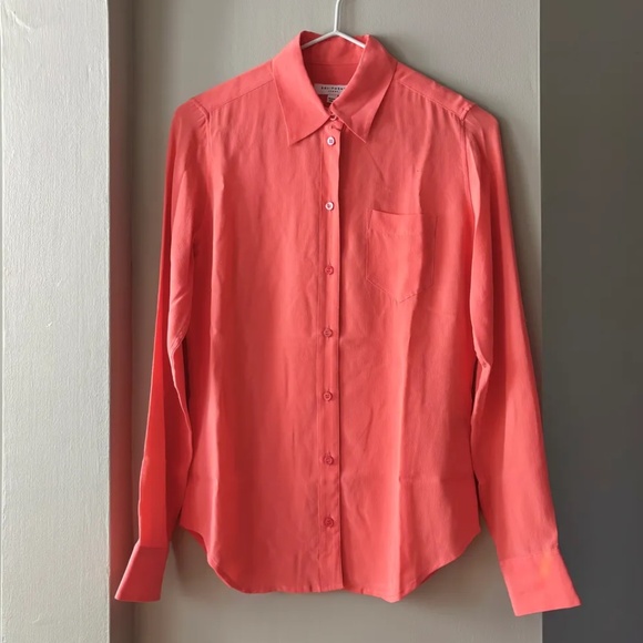 Soft Silk Button Up, Coral, Size XS - Picture 1 of 4
